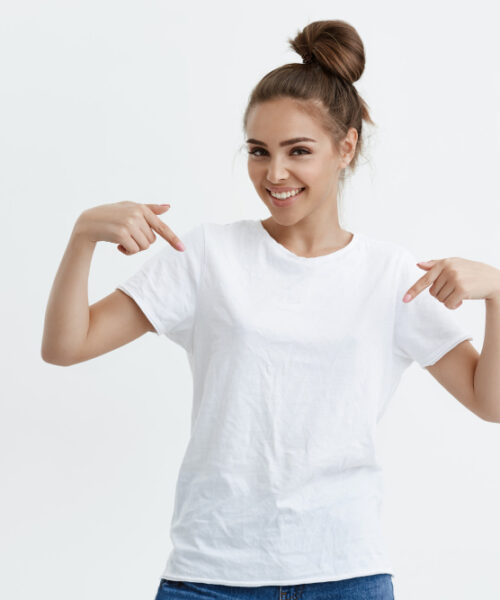 charming-emotive-caucasian-woman-pointing-down-her-t-shirt-while-smiling-joyfully-expressing-positive-emotions charming-emotive-caucasian-woman-pointing-down-her-t-shirt-while-smiling-joyfully-expressing-positive-emotions